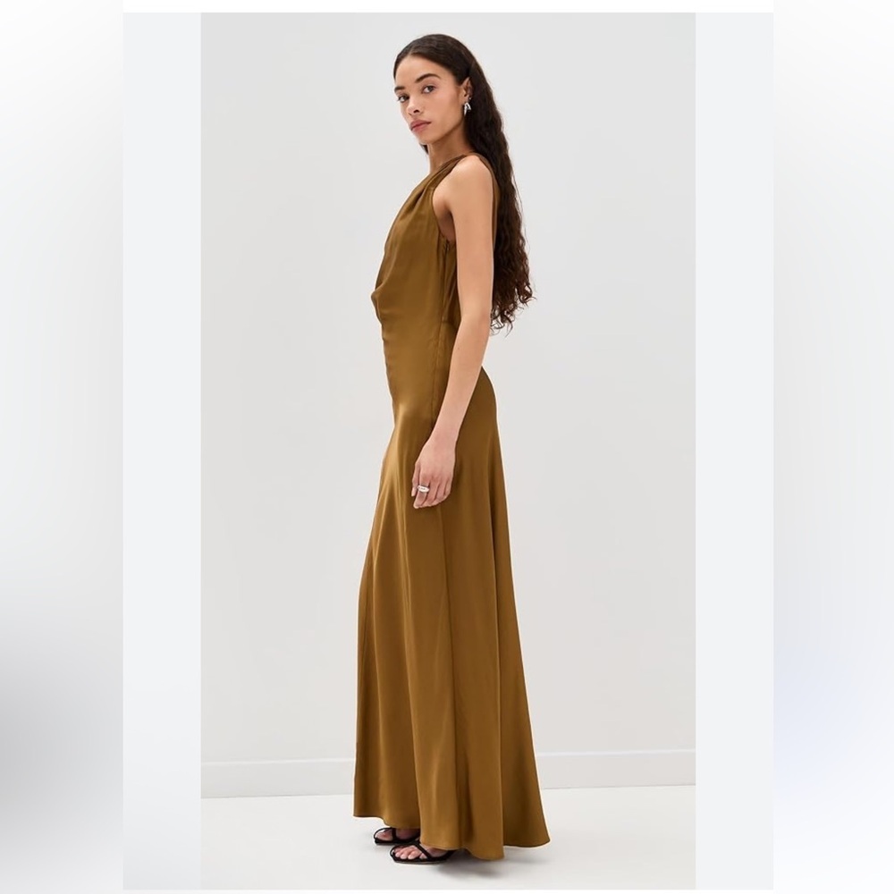 A.L.C Asher Gown Aged Bronze One-Shoulder Gold Dress satin maxi Revolve $798 8 - Picture 4 of 13